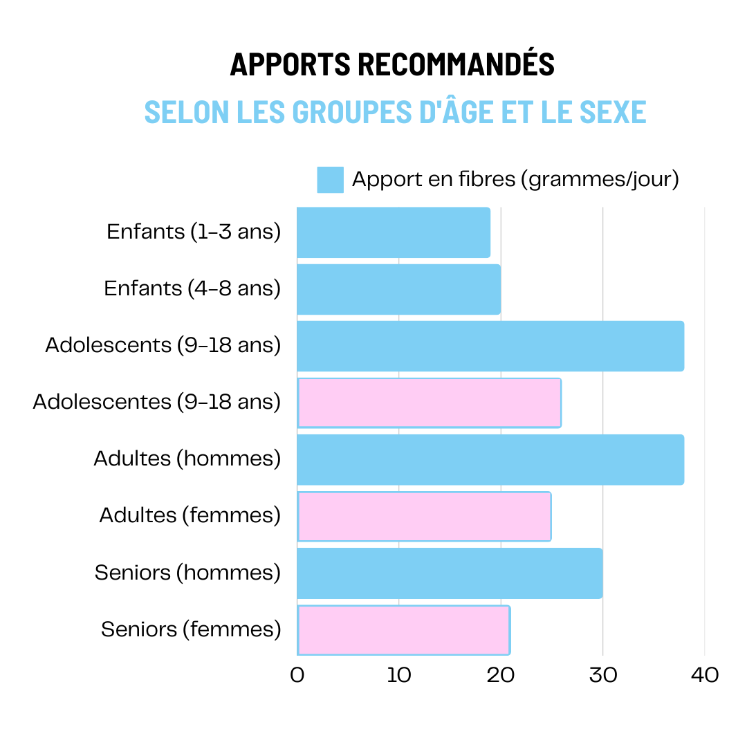 Apport recommandé en fibres par âge